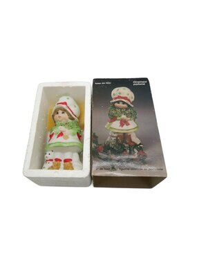 Vintage Jasco Bisque Porcelain Potpourri Pomander Girl Figurine Holiday Boxed